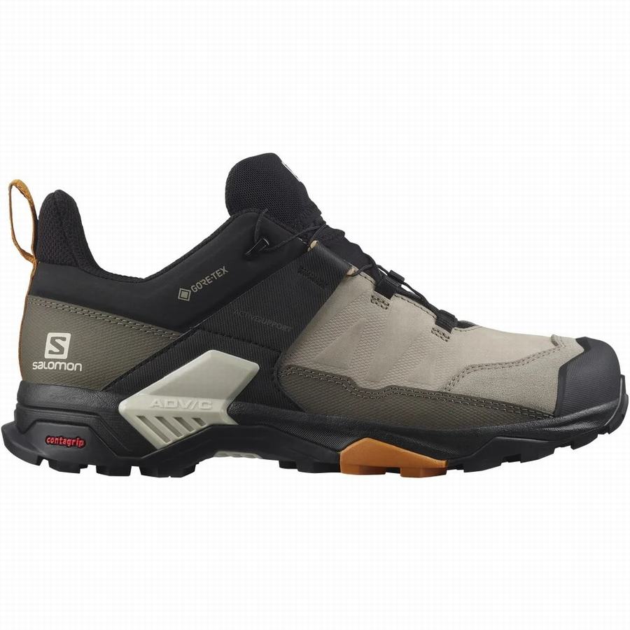 Salomon X Ultra 4 Leather Gore-tex Vandresko Herre Sort/Khaki [XYH6837DW]